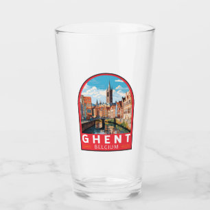 Gent Belgium Travel Art Vintag Glas