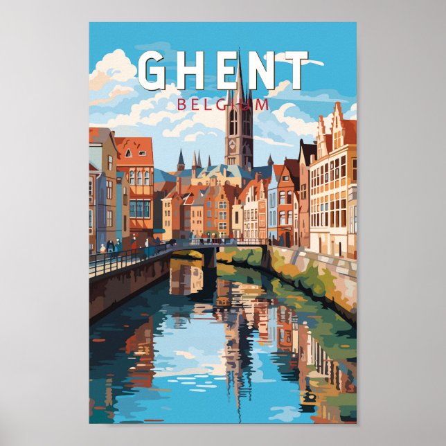 Gent Belgium Travel Art Vintag Poster (Vorne)