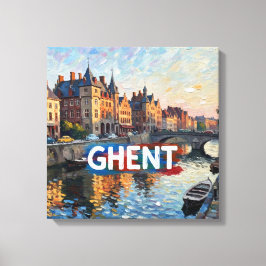 Gent Kanal Reflexionen Skyline Leinwand Kunst