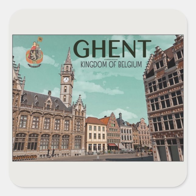 Gent - Korenmarkt Quadratischer Aufkleber (Vorderseite)