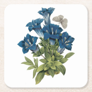 Gentian(Gentianae acaulis) von Redouté Rechteckiger Pappuntersetzer
