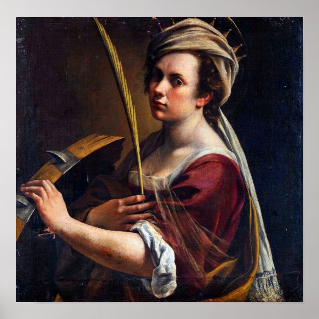 Gentileschi - Selbstportrait Poster (Vorne)