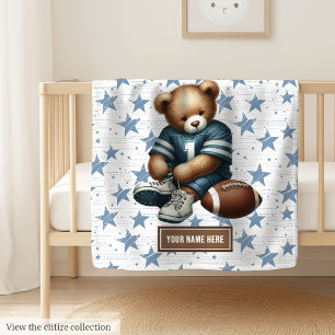 Gentle American Football Teddy Bear Baby Blanket Fleecedecke