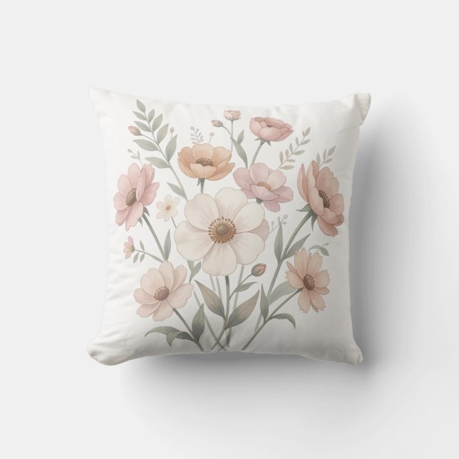 Gentle Anemone Bouquet Watercolor Softness Kissen (Vorderseite)