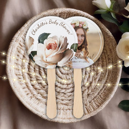 Gentle Beige Rose Girl Babydusche Fächer