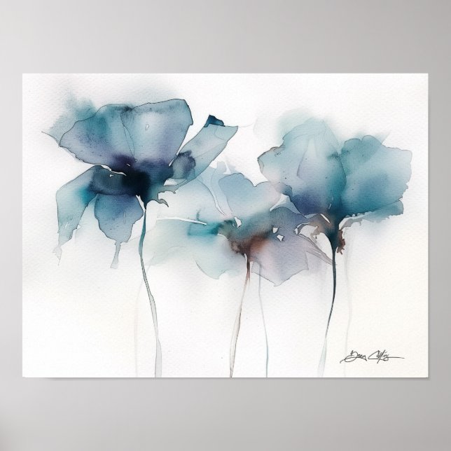 Gentle Blue Flowers Poster (Vorne)