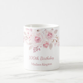 Gentle Blush Pink Floral 100. Geburtstagsparty Ges Kaffeetasse