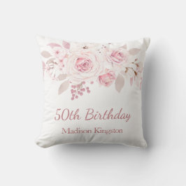 Gentle Blush Pink Floral 50. Geburtstagsparty Gesc Kissen