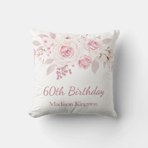 Gentle Blush Pink Floral 60. Geburtstagsparty Gesc Kissen