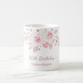 Gentle Blush Pink Floral 80. Geburtstagsparty Gesc Kaffeetasse