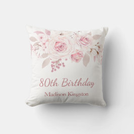 Gentle Blush Pink Floral 80. Geburtstagsparty Gesc Kissen