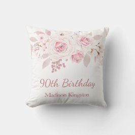 Gentle Blush Pink Floral 90. Geburtstagsparty Gesc Kissen