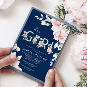 Gentle Blush Pink Rose Es ist ein Girl Baby Shower Einladung