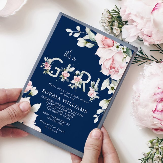 Gentle Blush Pink Rose Es ist ein Girl Baby Shower Einladung (Von Creator hochgeladen)