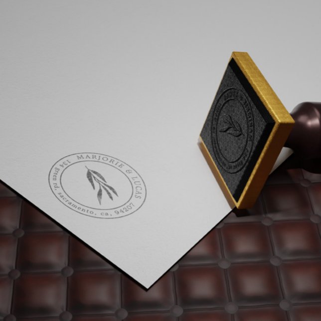 Gentle Botanicals Monogram Rücksendeadresse Briefm Gummistempel (Von Creator hochgeladen)