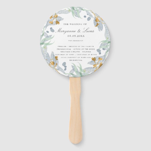Gentle Botanics | Hochzeitsprogramm Hand Fan Fächer (Vorderseite)