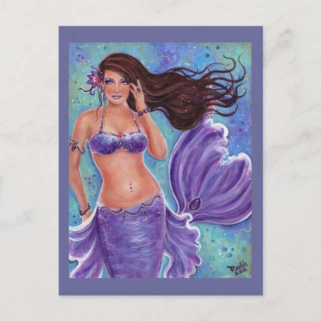 Gentle Breeze mermaid Postcard von Renee L. Lavoie Postkarte (Vorderseite)