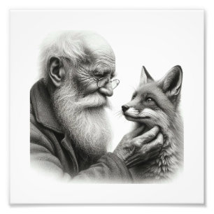 Gentle Companies: Old Man and Fox Wall Art Fotodruck