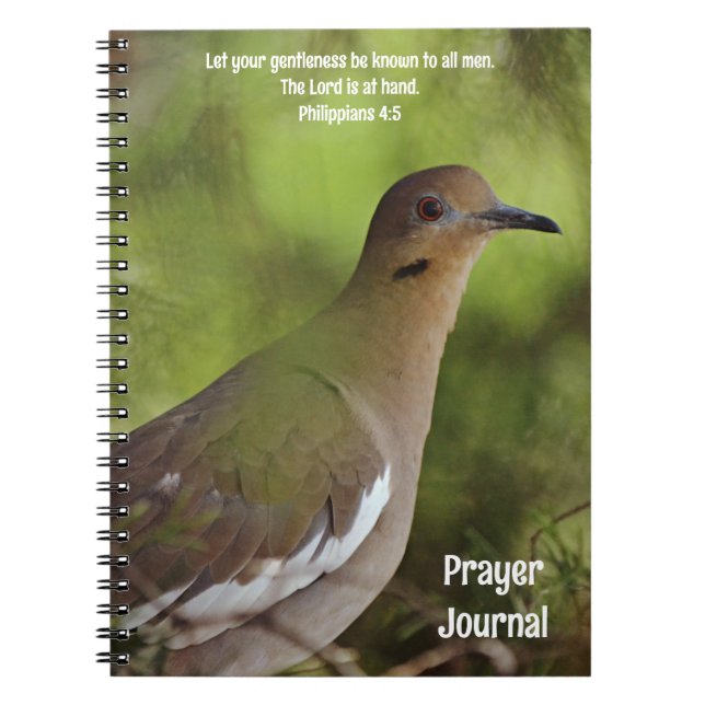 Gentle Dove in Tree Bible Verse Prayer Journal Notizblock (Vorderseite)