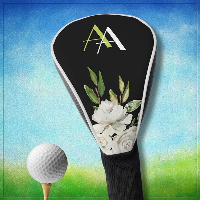 Gentle Elegant White Blume Custom Monogram Golf Headcover (Von Creator hochgeladen)