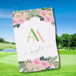 Gentle Elegante Rosa Blume Custom Monogram Golfhandtuch