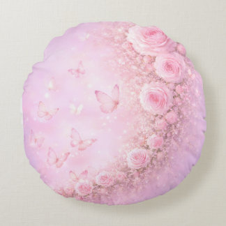 Gentle Floral Pattern – Soft Pink Roses with Soft Rundes Kissen