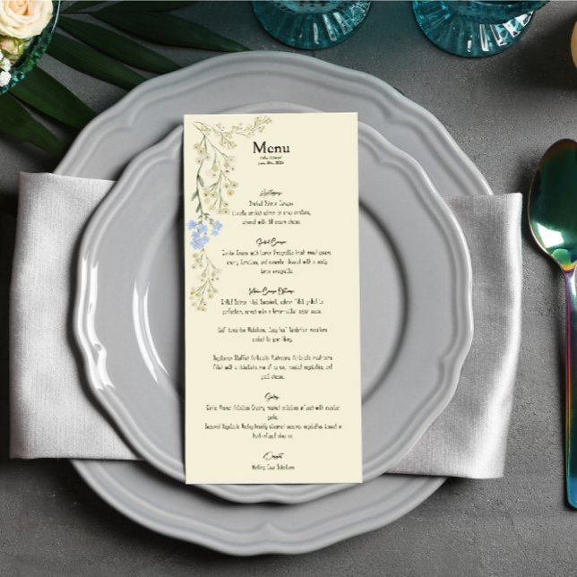 Gentle Floral Wedding Menu Card Menükarte (Von Creator hochgeladen)