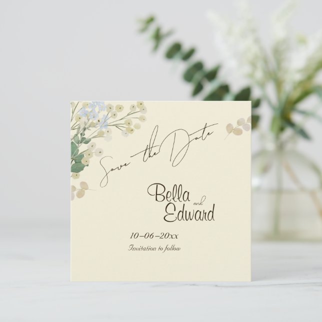 Gentle Floral Wedding Speichern Sie die Date Card Save The Date (Stehend Vorderseite)