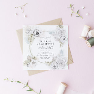 Gentle Florals Winter Open House Square Einladung