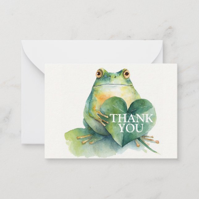 Gentle Frog with a Heart Shaped Leaf Thank You Mitteilungskarte (Vorderseite)