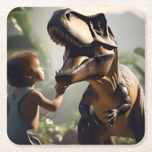 Gentle Giant: Der freundliche T-Rex, der einen Pat Rechteckiger Pappuntersetzer