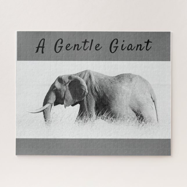 Gentle Giant Elephant Foto mit hoher Texttaste Puzzle (Horizontal)
