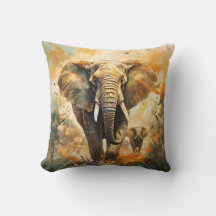 Gentle Giants: Elephant Throw Kissen