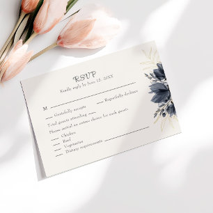 Gentle Gray Blume Hochzeit RSVP Card mit Menü Dankeskarte