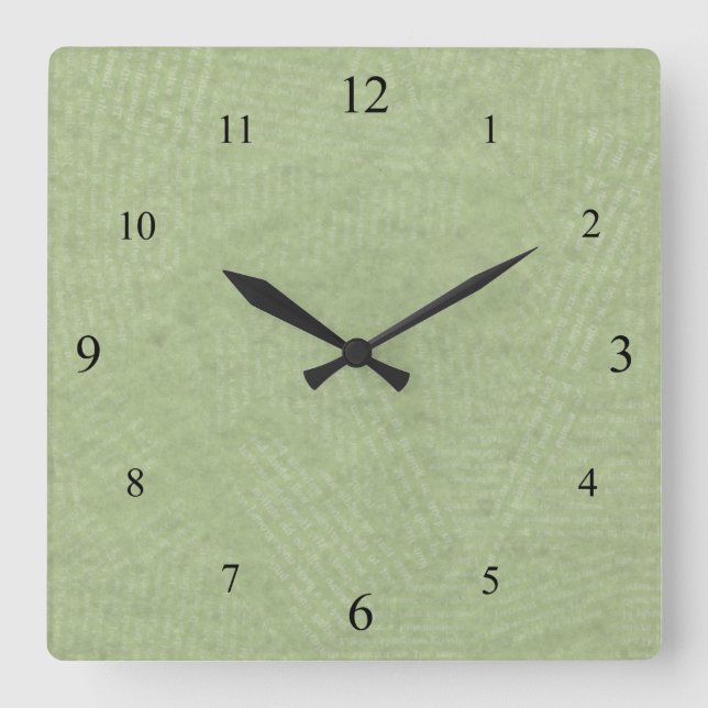Gentle Green Clock Quadratische Wanduhr (Vorderseite)