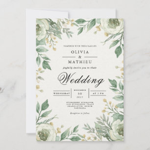 Gentle Green Floral Arch Wedding Einladung