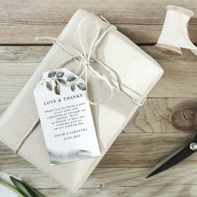 Gentle Greenery Watercolor Leaf | Goldstaub Geschenkanhänger (Von Creator hochgeladen)