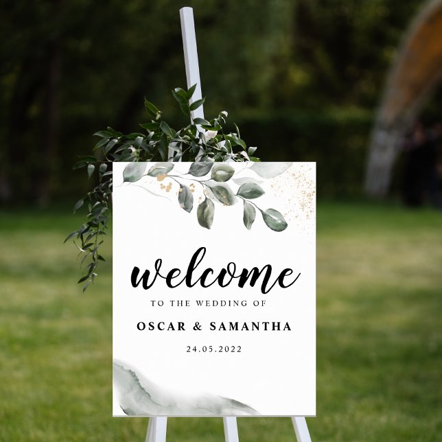 Gentle Greenery Watercolor Leaf | Goldstaub | Poster (Von Creator hochgeladen)