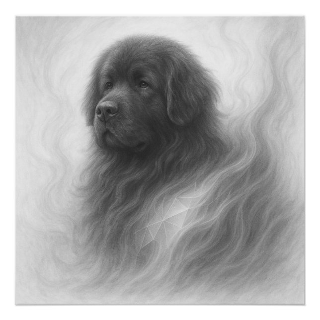 Gentle Guardian – Newfoundland Dog Portrait Fotodruck (Vorne)
