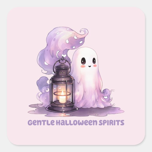 Gentle Halloween Spirits Quadratischer Aufkleber (Vorderseite)