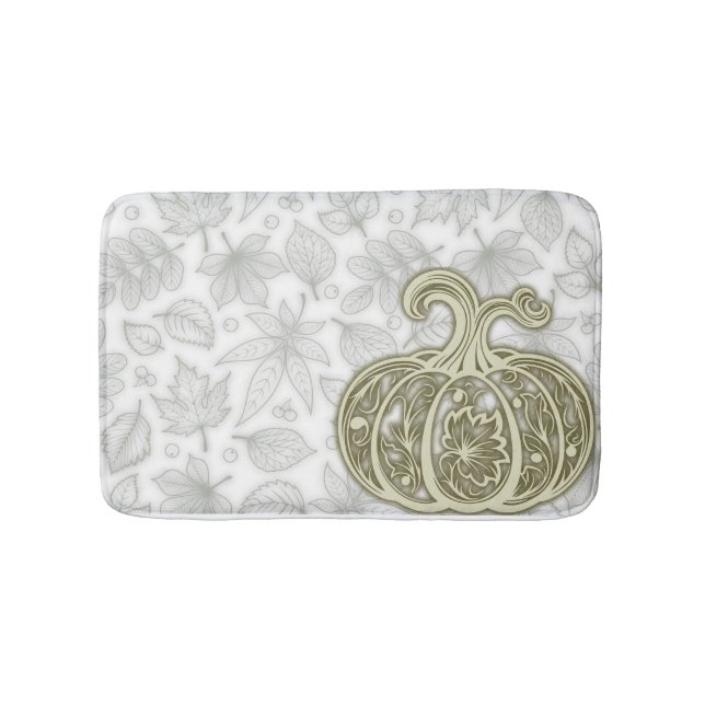 Gentle Harvest Pumpkin - White Bath Mat Badematte (Vorderseite)
