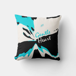 "Gentle Heart" Inspiration auf Aqua Beige Black Kissen