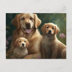 Gentle Labrador Family: Mutter und Welpen Postkarte