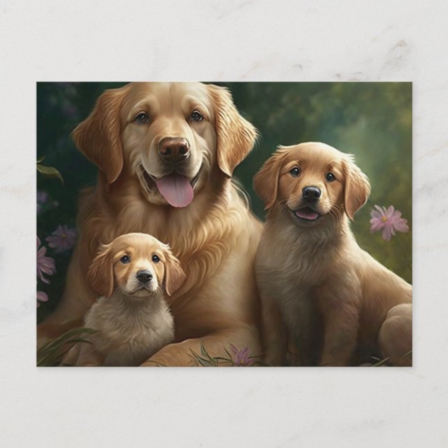 Gentle Labrador Family: Mutter und Welpen Postkarte (Vorderseite)