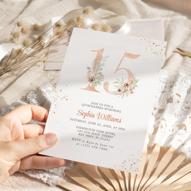Gentle Lilies Number 15 Floral Quinceanera Einladung (Von Creator hochgeladen)