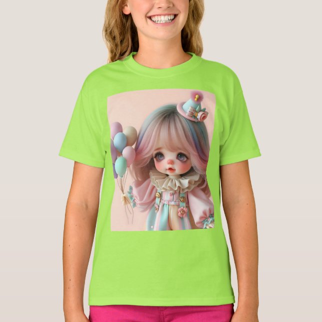 Gentle Little Girl mit Balloons T-Shirt (Vorderseite)