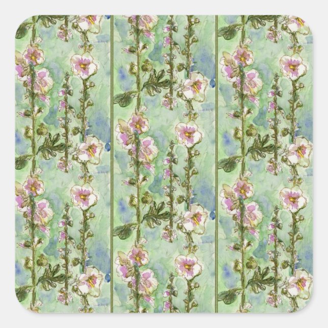 Gentle Mallow Quadratischer Aufkleber (Vorderseite)