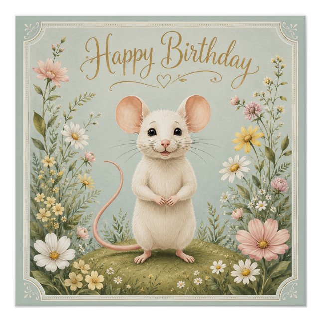 Gentle Maus Garten Geburtstag Poster (Vorderseite)