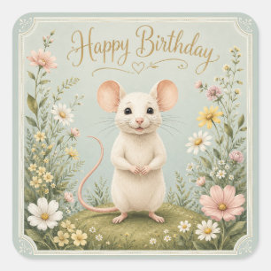 Gentle Maus Garten Geburtstag Quadratischer Aufkleber