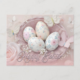 Gentle Oaster Joy with Floral Motif Feiertagspostkarte